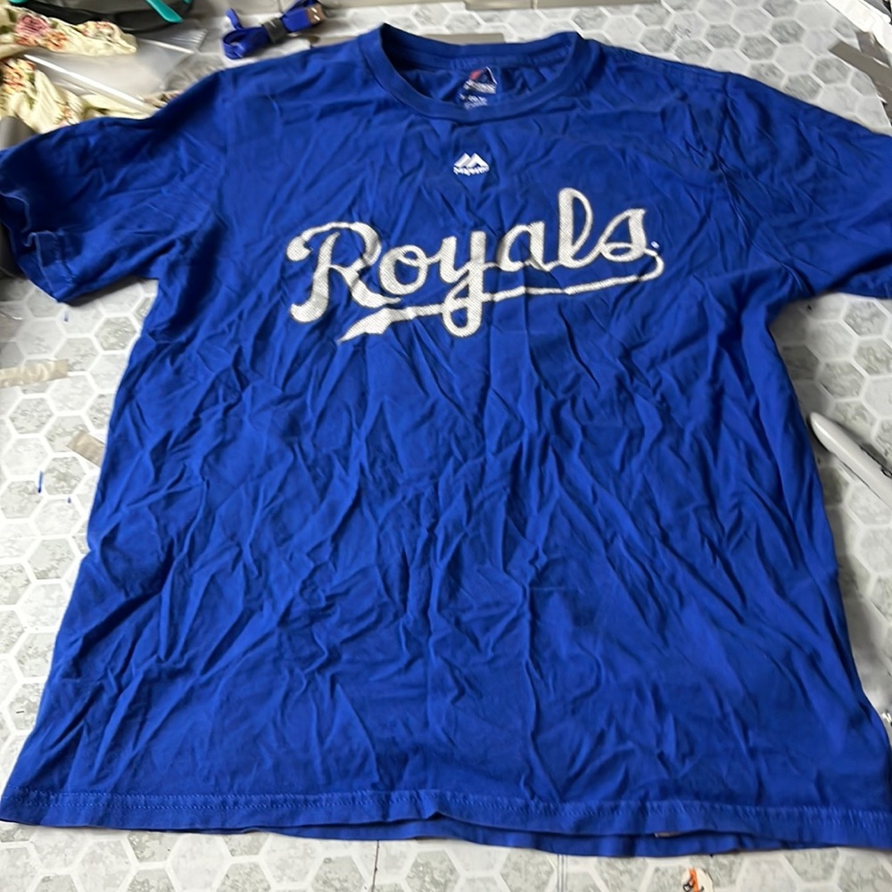 Majestic Youth XL KC Royals Gordon #4 Blue Short a sleeve Graphic T Shirt